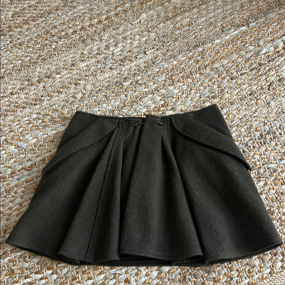 THEYSKENS' for Theory, army green WOOL pleated skirt SIZE 25